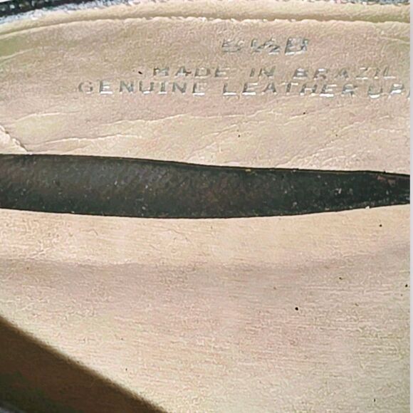 Talbots Sz 5 1/2B Brown Woven Leather Kitten Heel Pumps Pointed Toe Slingback - Picture 6 of 8